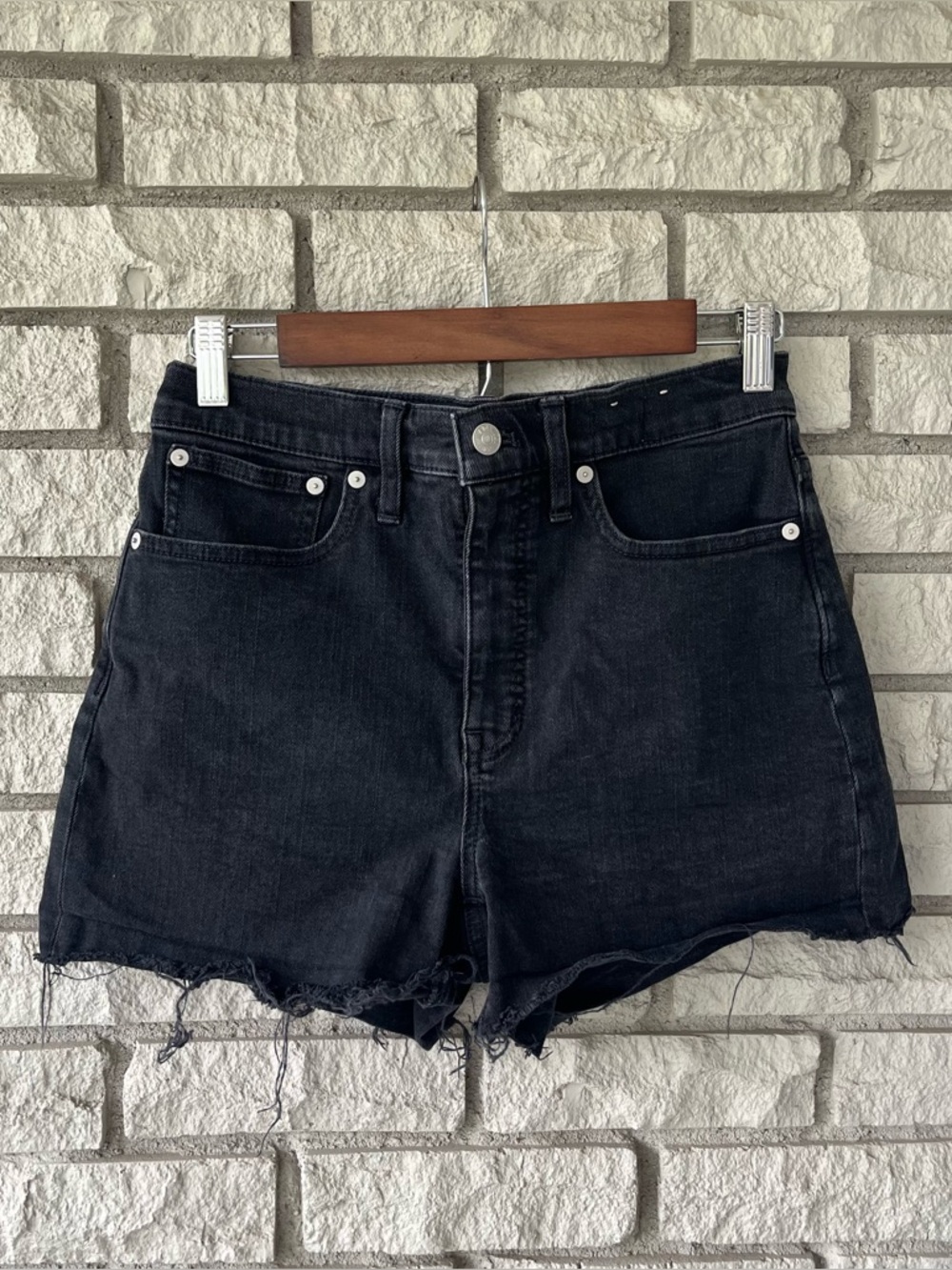 Madewell Black Denim High Rise Cutoff Shorts Size 27